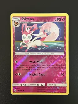 FREE SHIPPING: Sylveon S&M Forbidden Light Reverse Holo Pokemon Card LP - Image 1