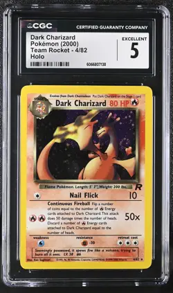 CGC 5 Dark Charizard 2000 Team Rocket 4/82 Holo Pokemon Card - Image 1