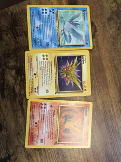 Pokemon Set Articuno, Zapdos, Moltres Original Cards 1999 17,27, And 30/62 - Image 1