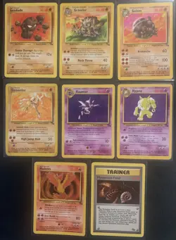 Fossil Unlimited Pokemon Lot (8) - Hypno, Moltres, Haunter, Hitmonlee - Image 1