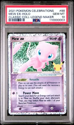 2021 Pokemon Celebrations Classic Collection #88 Mew Ex-Holo Legend Maker PSA 10 - Image 1
