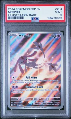 2024 Pokemon Ssp En-Surging Sparks #204 Mesprit Illustration Rare PSA 9 - Image 1