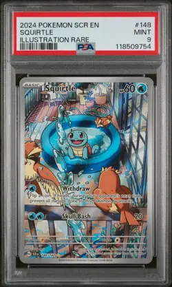 2024 Pokemon Stellar Crown Squirtle #148 Illustration Rare PSA 9 MINT - Image 1