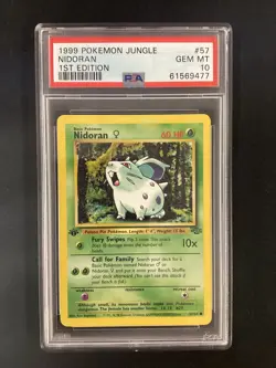 PSA 10 Pokemon TCG 1999 Pokemon Jungle #57 Nidoran 1st Edition GEM MT - Image 1
