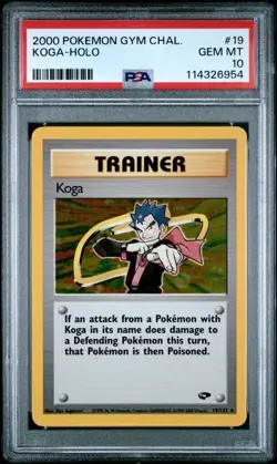 PSA 10 KOGA 2000 GYM CHALLENGE HOLO 19 POKEMON GEM MINT RARE - Image 1