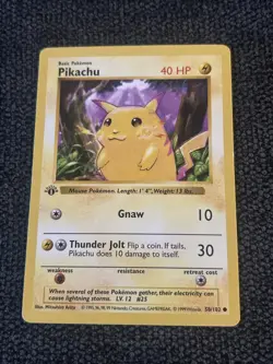 PIKACHU 1ST EDITION SHADOWLESS YELLOW CHEEKS 1999 POKEMON #58/102 TCG - Image 1