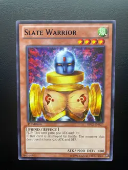 Yugioh Slate Warrior BP02-EN027 Black Rare 1st Edition LP - Image 1