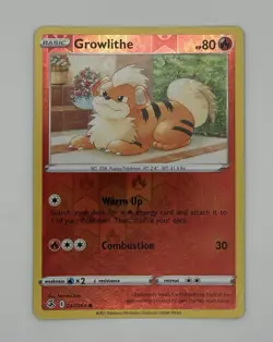 Growlithe 032/264 Reverse Holo Fusion Strike Pokemon TCG card Sword Shield - NM - Image 1