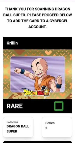 Rear Dragon Ball Super - Cybercel Krillin Trading CARD Series 2 - Image 3