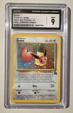 PSA 9 Mint - EEVEE HOLO - Pokemon TCG: 2000 WotC Black Star Promo #11 48332251 - Image 1