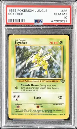 1999 POKEMON JUNGLE #26 SCYTHER PSA 10 - Image 1