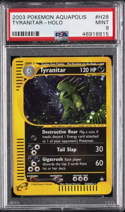 2003 POKEMON AQUAPOLIS #H28 TYRANITAR-HOLO PSA 9 - Image 1