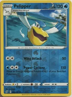 Pokemon - Pelipper 042/192 - Rebel Clash - Uncommon - Reverse Holo - NM/M - Image 1