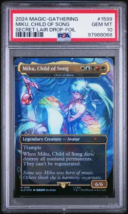 2024 MTG SECRET LAIR DROP FOIL #1599 MIKU, CHILD OF SONG PSA 10 - Image 1