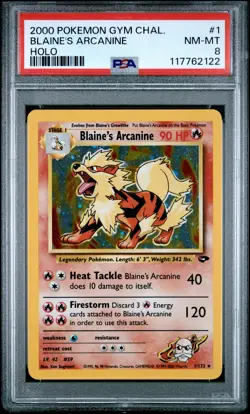 2000 POKEMON GYM CHALLENGE HOLO #1 BLAINE'S ARCANINE PSA 8 - Image 1