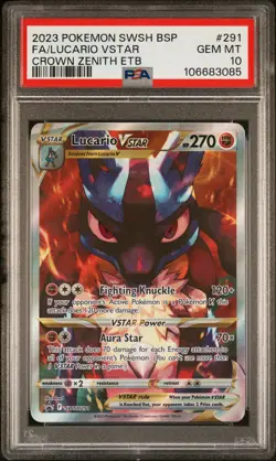 2023 POKEMON SWSH BLACK STAR PROMO #291 FULL ART/LUCARIO VSTAR PSA 10 - Image 1
