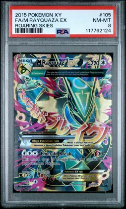 2015 POKEMON XY ROARING SKIES #105 FULL ART/M RAYQUAZA EX PSA 8 - Image 1