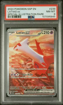 2024 Pokemon Surging Sparks Latias EX #239 Special Illustration Rare PSA 8 - Image 1