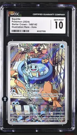 ‼Squirtle Pokemon (2024) Stellar Crown - 148/142 Illustration Rare - CGC 10💨 - Image 1