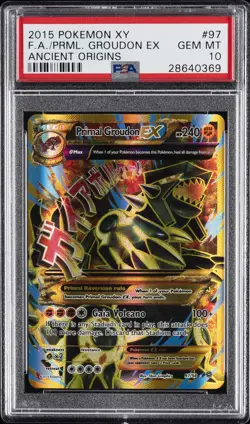 2015 POKEMON XY ANCIENT ORIGINS #97 FULL ART/PRIMAL GROUDON EX PSA 10 - Image 1