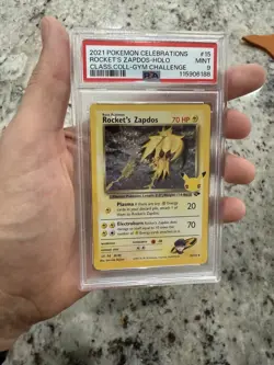 PSA 9 MINT Rocket's Zapdos, 2021 Cebrations Pokemon Classic Collection 15/132 - Image 1