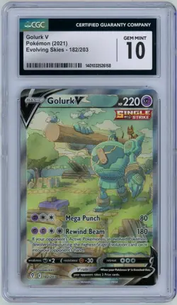 2021 Pokemon Evolving Skies #182 Golurk V - Ultra Rare Holo (CGC 10 GEM MINT) - Image 1