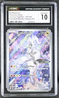 Pokemon Journey Together N's Reshiram Stamped 167/159 CGC Gem Mint 10 - Image 1