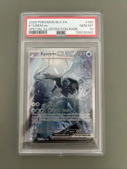 Pokemon TCG 2025 Kyurem Ex SAR 168/086 English Black Bolt PSA 10 Gem Mint Graded - Image 1