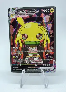 PIKACHU POKEMON NEZUKO DEMON SLAYER PIKA CARTE CARD HOLO FOIL PRISM MANGA KAWAII - Image 1
