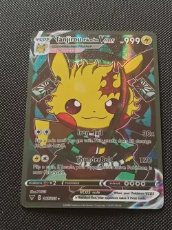 PIKACHU POKEMON TANJIROU TANJIRO DEMON SLAYER PIKA CARTE CARD HOLO PRISM FLASH - Image 3