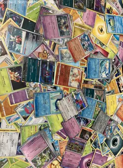 2LB Lot of Various Pokemon Cards Incl Holo & Japanese TCG CCG in Collectible Tin - Image 2