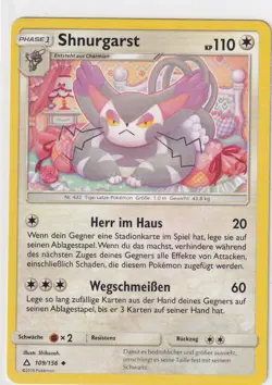 Pokemon Karte Trading Card Ultra-Prisma Nr. 109/156 Shnurgast deutsch - Image 1