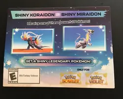 Pokemon Shiny Koraidon or Shiny Miraidon Code Card Gamestop - Image 1