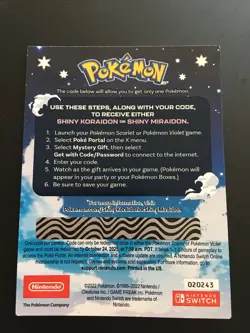 Pokemon Shiny Koraidon or Shiny Miraidon Code Card Gamestop - Image 2