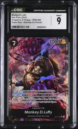 One Piece Card Game Kingdoms of Intrigue Monkey D Luffy OP04-090 Alt Art PSA 10 - Image 1