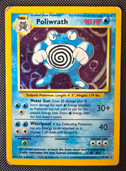 Pokemon WOTC Card - Poliwrath - Base Set - Holo Rare - 13/102 - MP-HP - Image 1
