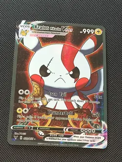 PIKACHU POKEMON KRATOS COSPLAY CARTE CARD NEW HOLO PRISM COLLECTION BRILLANTE - Image 2