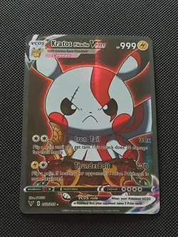 PIKACHU POKEMON KRATOS COSPLAY CARTE CARD NEW HOLO PRISM COLLECTION BRILLANTE - Image 4
