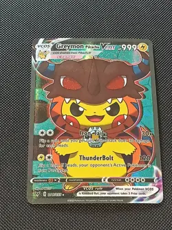 PIKACHU POKEMON GREYMON COSPLAY CARTE CARD NEW HOLO PRISM COLLECTION BRILLANTE - Image 4