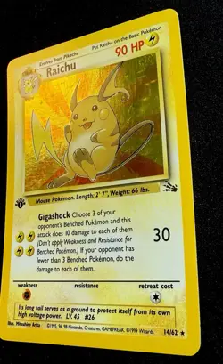 Pokemon TCG Raichu Holo Card 14/62 Fossil Set 1st Edition Rare Vintage LP - Image 2