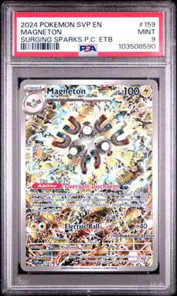 2024 POKEMON SURGING SPARKS POKEMON CENTER ETB PROMO SVP #159 MAGNETON PSA 9 - Image 1