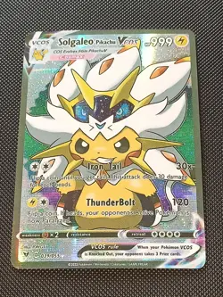 PIKACHU POKEMON SOLGALEO COSPLAY CARTE CARD NEW HOLO PRISM COLLECTION BRILLANTE - Image 1