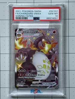 2021 POKEMON SWORD & SHIELD SHINING FATES #SV107 FULL ART/CHARIZARD VMAX PSA 10 - Image 1