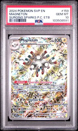 2024 POKEMON SURGING SPARKS POKEMON CENTER ETB PROMO SVP #159 MAGNETON PSA 10 - Image 1