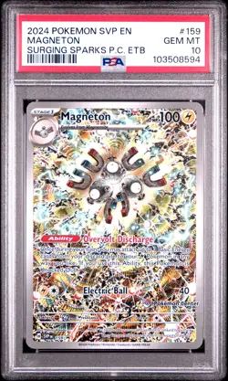 2024 POKEMON SURGING SPARKS POKEMON CENTER ETB PROMO SVP #159 MAGNETON PSA 10 - Image 1