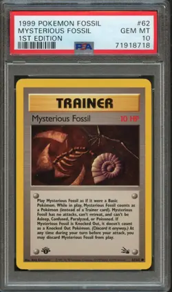 PM - 1999 Pokemon Fossil - 1st Edition - Mysterious Fossil - #62 - PSA 10 - Image 1