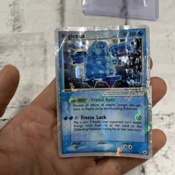 Pokemon Regice EX Holo Rare EX Hidden Legends 97/101 HP Very Poor Condition READ - Image 1