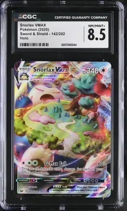 Snorlax VMAX CGC 8.5 Full Art Sword And Shield Base Set 142/202 Pokemon Card FA - Image 1