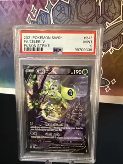 2021 Pokemon Fusion Strike Celebi V 245 Alt Art PSA 9 Mint - Image 1