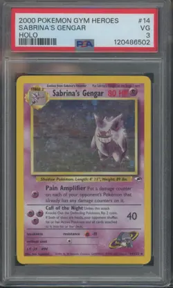 Pokemon TCG Sabrina's Gengar 014/132 Gym Heroes Holo Rare PSA 3 - Image 1